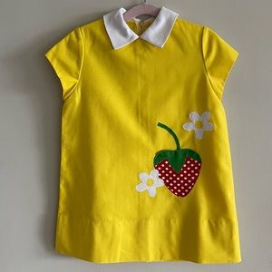 Florence Eiseman Vintage 1960s Girls Yellow Strawberry Dress sz 6